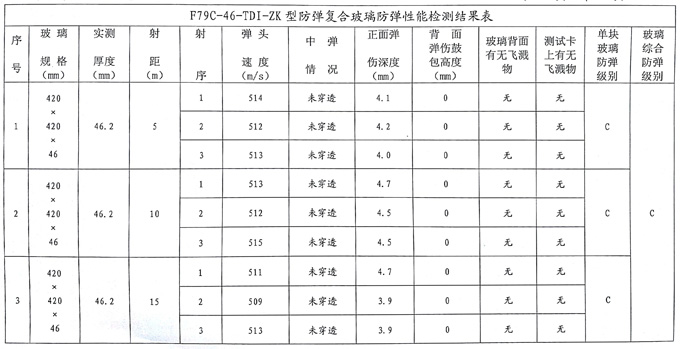 檢測結果表